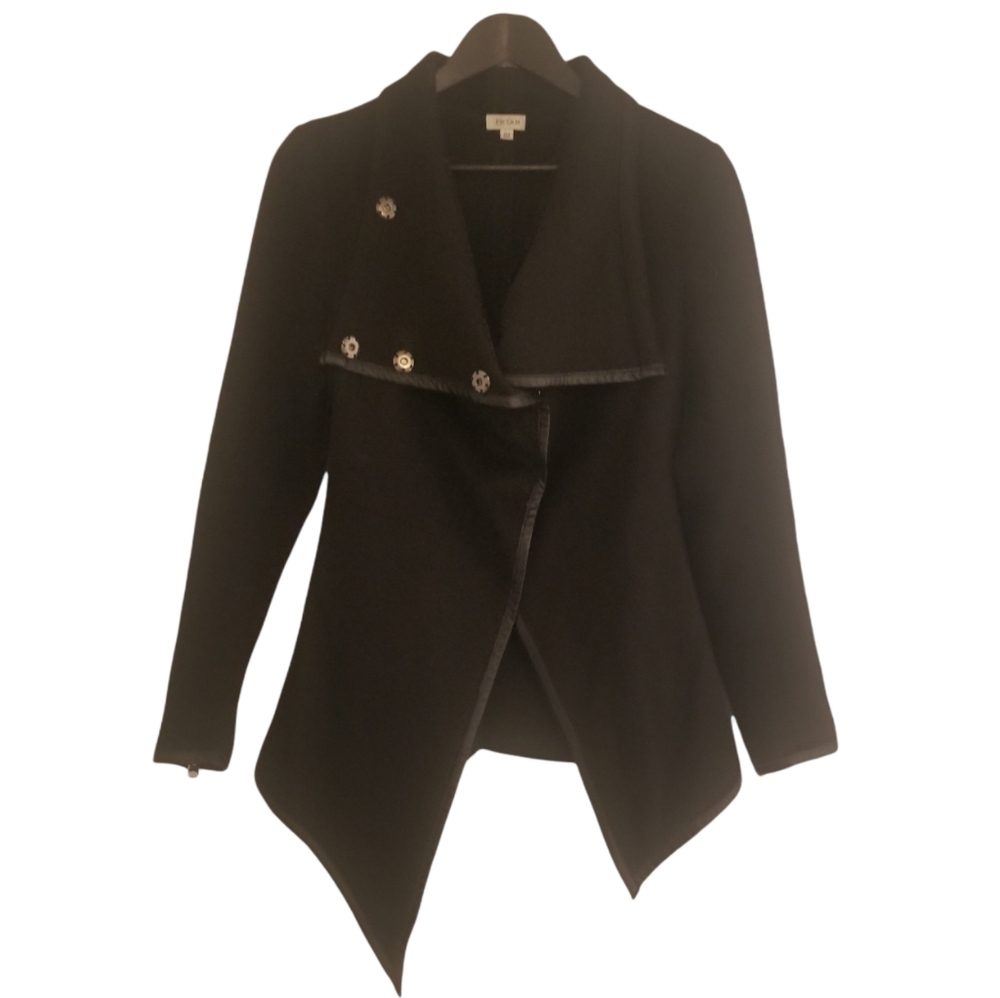 Ixiah women's black asymmetrical Moto Style coat Size 4
